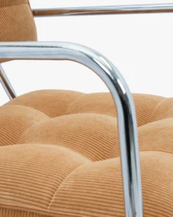 Ensemble de 4 chaises, Velours Côtelé Orange Abricot & Métal Chromé Orea