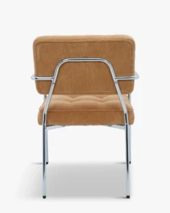 Ensemble de 4 chaises, Velours Côtelé Orange Abricot & Métal Chromé Orea
