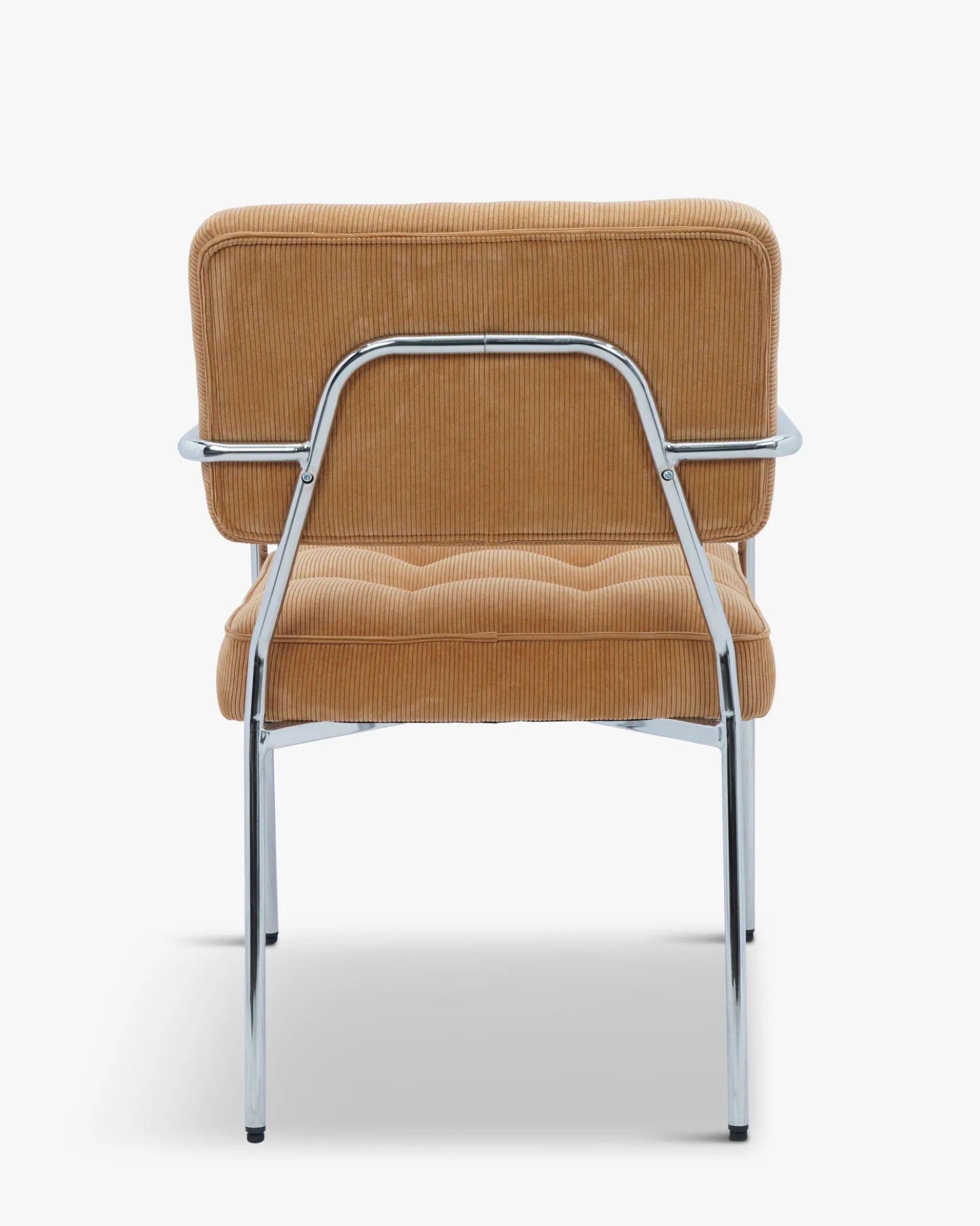 Ensemble de 4 chaises, Velours Côtelé Orange Abricot & Métal Chromé Orea