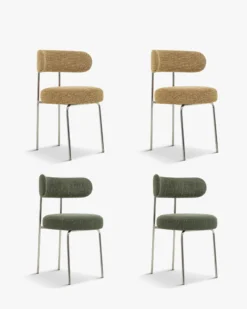 Ensemble de 4 chaises, Vert cactus & tweed chêne Vittoria