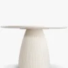 Ensemble de jardin, Table à manger de jardin ronde + 4 chaises, Blanc, Beige bouclé & Métal vert Athena, Bonifacio