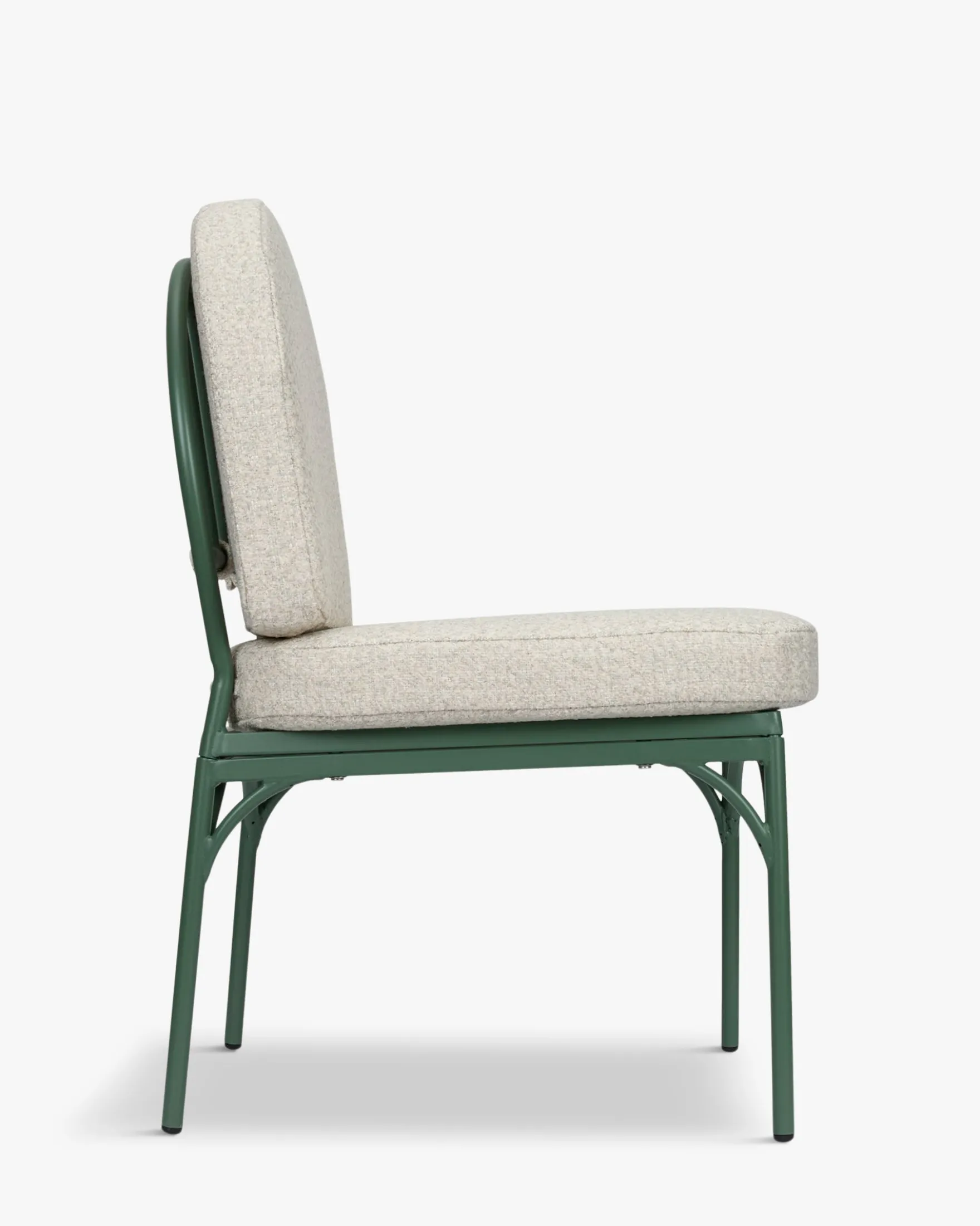 Ensemble de jardin, Table à manger de jardin ronde + 4 chaises, Blanc, Beige bouclé & Métal vert Athena, Bonifacio