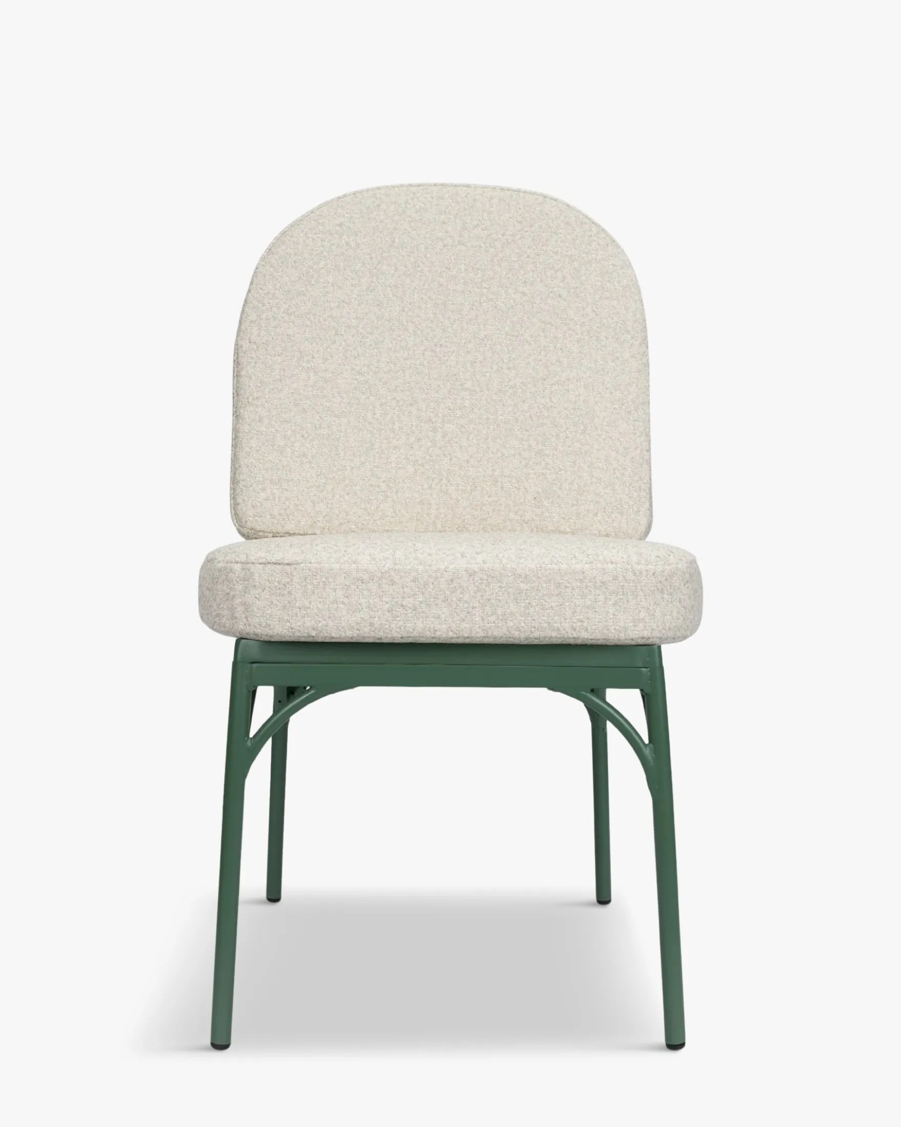 Ensemble de jardin, Table à manger de jardin ronde + 4 chaises, Blanc, Beige bouclé & Métal vert Athena, Bonifacio