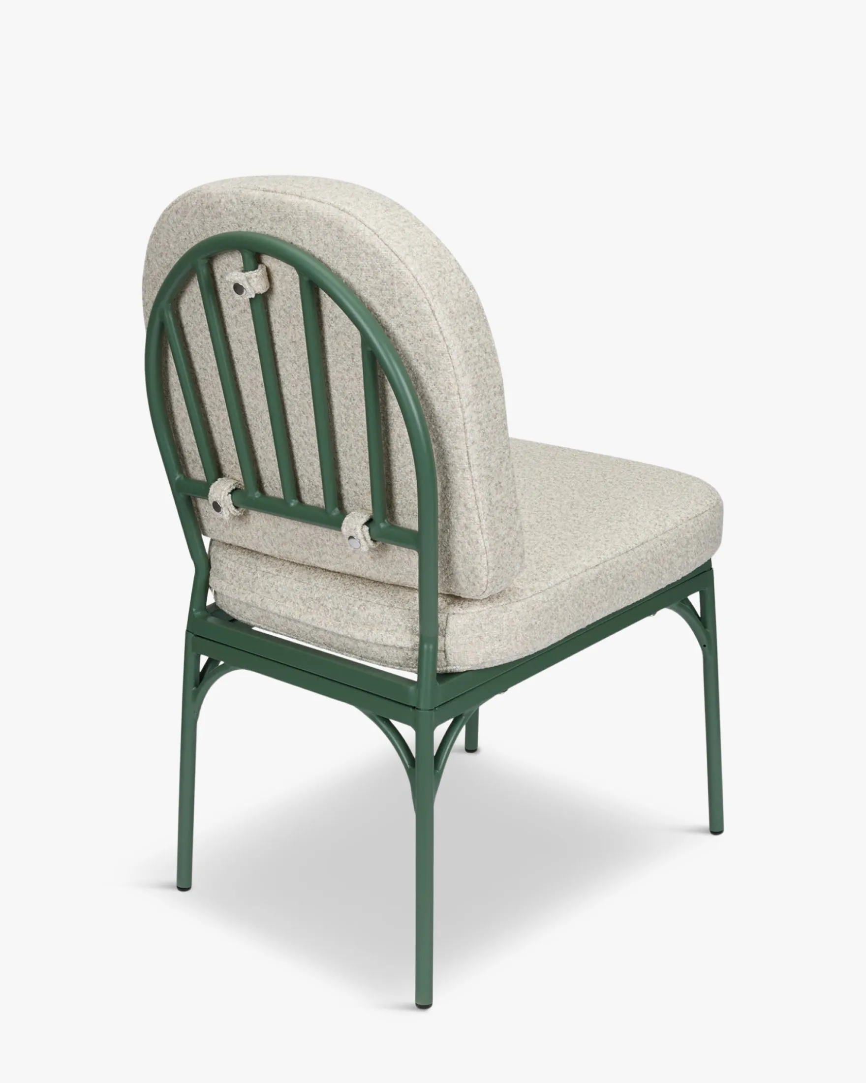 Ensemble de jardin, Table à manger de jardin ronde + 4 chaises, Blanc, Beige bouclé & Métal vert Athena, Bonifacio