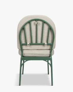 Ensemble de jardin, Table à manger de jardin ronde + 4 chaises, Blanc, Beige bouclé & Métal vert Athena, Bonifacio