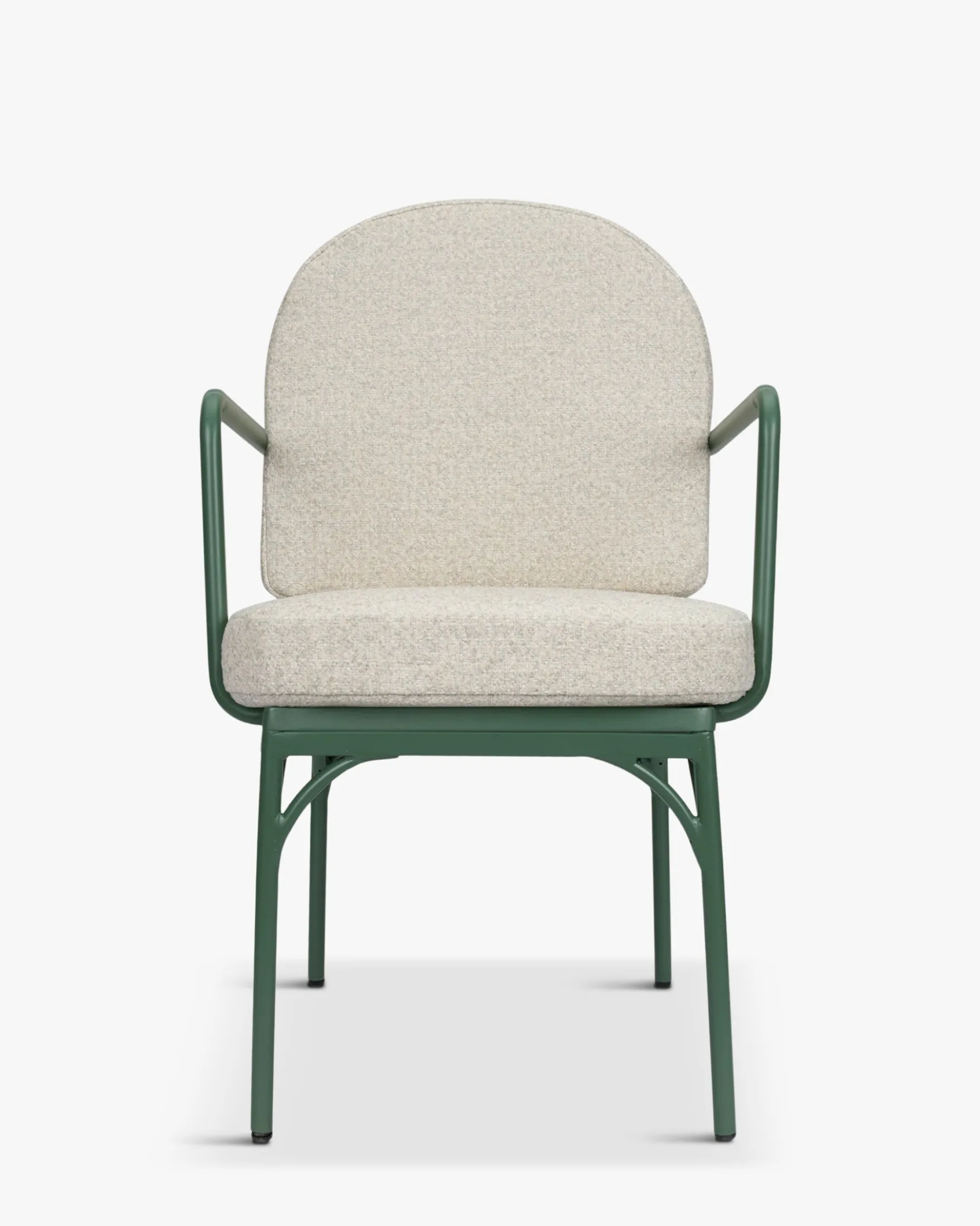 Ensemble de jardin, Table à Manger de Jardin Ronde + 4 Chaises, Blanc, Beige Bouclé & Métal vert Athena, Bonifacio