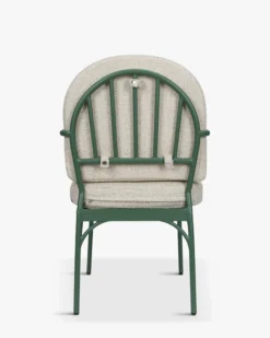 Ensemble de jardin, Table à Manger de Jardin Ronde + 4 Chaises, Blanc, Beige Bouclé & Métal vert Athena, Bonifacio