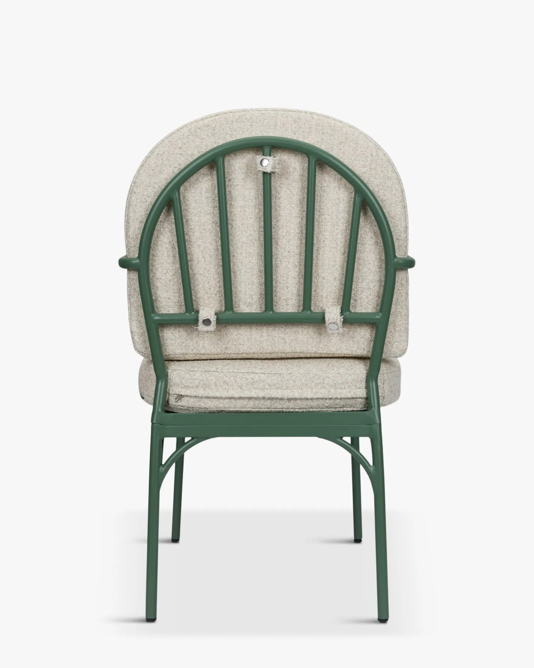 Ensemble de jardin, Table à Manger de Jardin Ronde + 4 Chaises, Blanc, Beige Bouclé & Métal vert Athena, Bonifacio