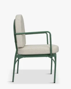 Ensemble de jardin, Table à Manger de Jardin Ronde + 4 Chaises, Blanc, Beige Bouclé & Métal vert Athena, Bonifacio