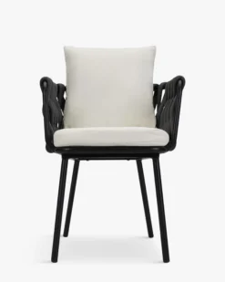 Ensemble de jardin, Table à manger de jardin ronde + 2 chaises, Noir & Blanc écru Hamptons, Echo