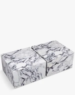 Ensemble de 2 tables basses, Cubes effet marbre glossy Roma