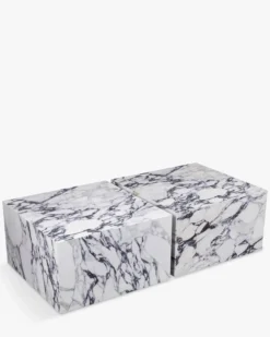 Ensemble de 2 tables basses, Cubes effet marbre glossy Roma