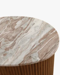 Ensemble de 2 tables gigognes, Marbre Kanta rouge & noyer Isleta