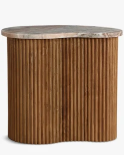 Ensemble de 2 tables gigognes, Marbre Kanta rouge & noyer Isleta