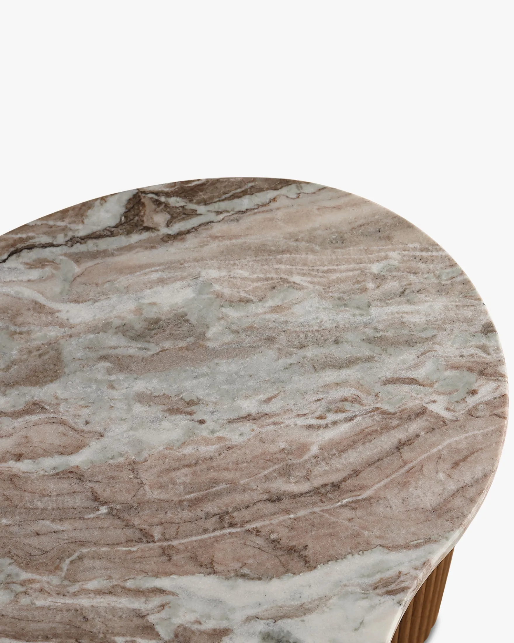 Ensemble de 2 tables gigognes, Marbre Kanta rouge & noyer Isleta