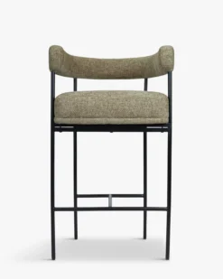 Ensemble de 2 tabourets de bar, Tweed taupe & Métal noir, H78 Arcade