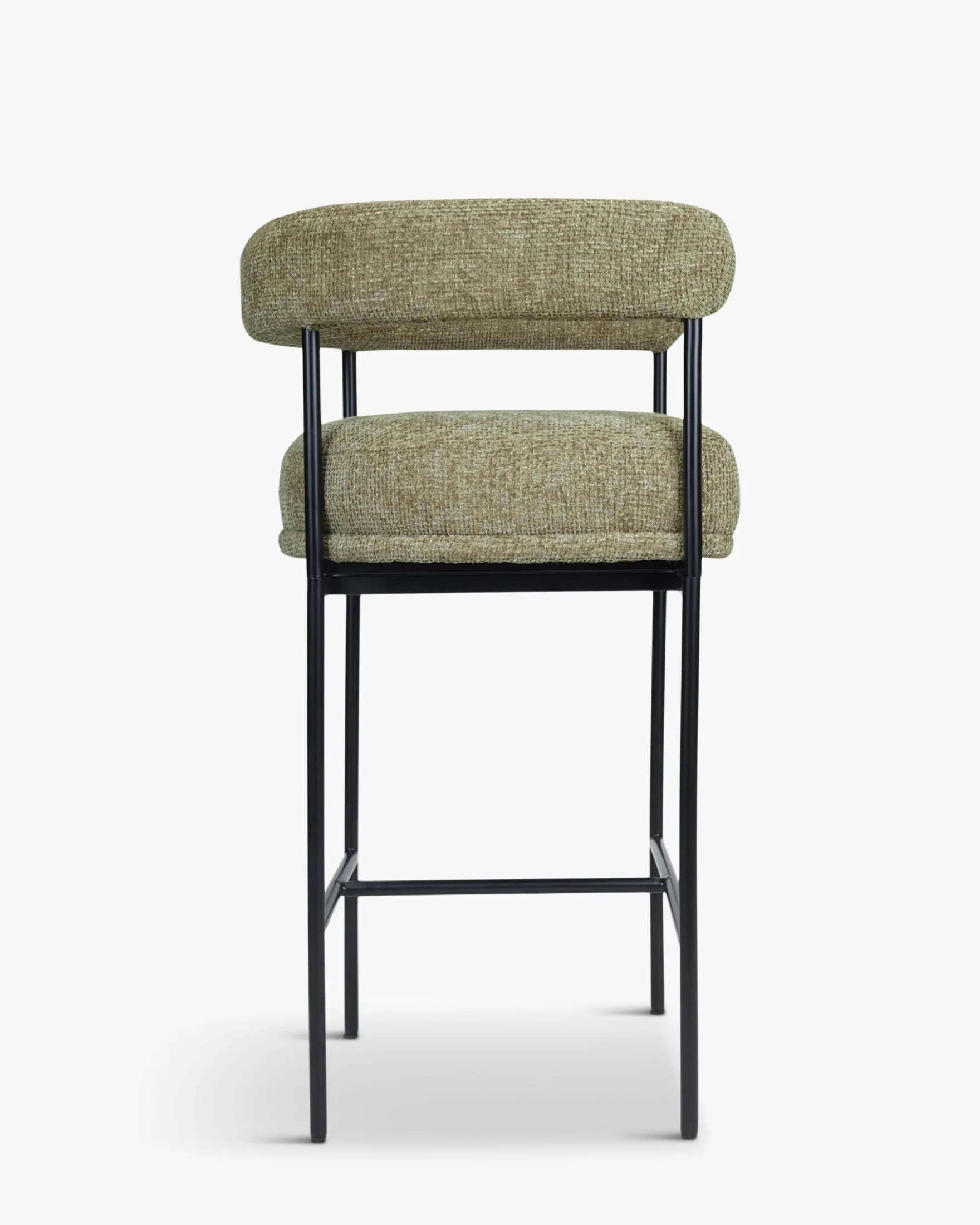 Ensemble de 2 tabourets de bar, Tweed taupe & Métal noir, H78 Arcade