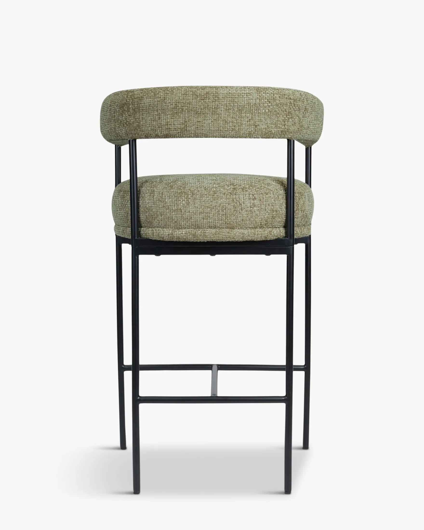 Ensemble de 2 tabourets de bar, Tweed taupe & Métal noir, H78 Arcade