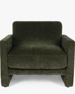 Ensemble fauteuil + canapé 3 places, Velours vert sapin Serena