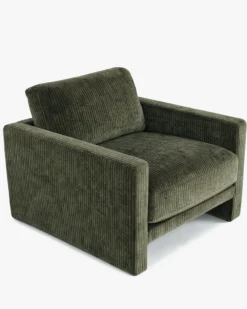 Ensemble fauteuil + canapé 3 places, Velours vert sapin Serena