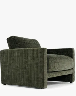 Ensemble fauteuil + canapé 3 places, Velours vert sapin Serena
