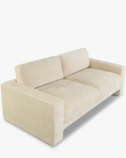 Ensemble fauteuil + canapé 3 places, Velours beige côtelé Serena