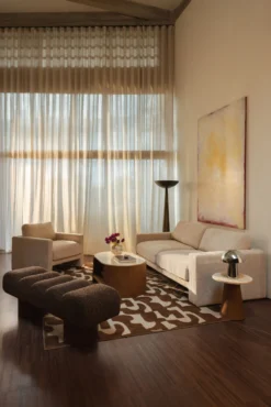 Ensemble fauteuil + canapé 3 places, Velours beige côtelé Serena