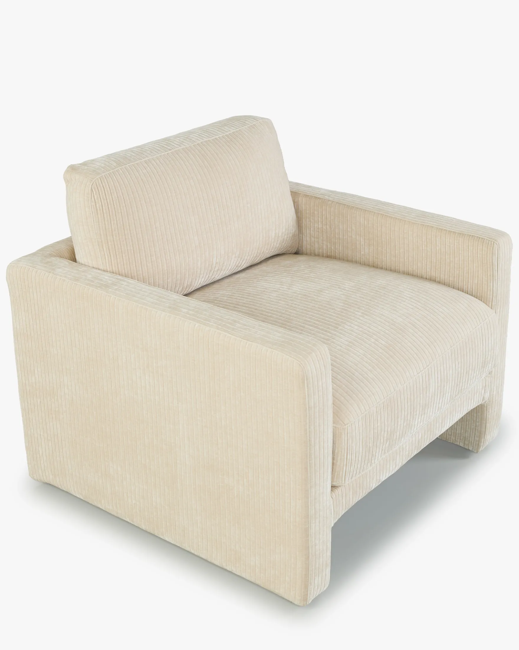 Ensemble fauteuil + canapé 3 places, Velours beige côtelé Serena