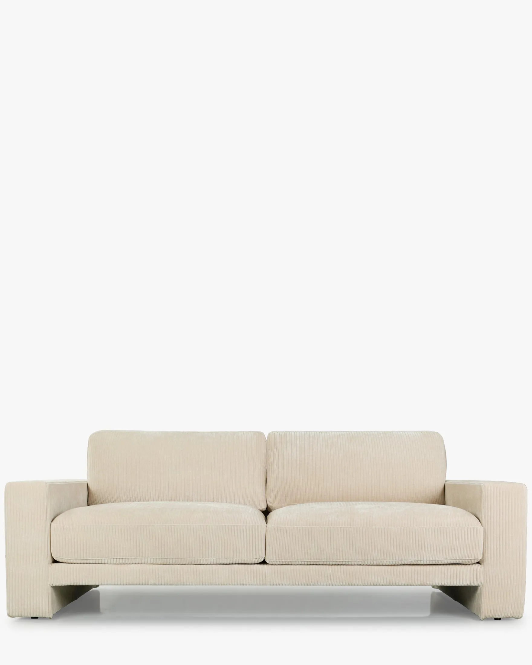 Ensemble fauteuil + canapé 3 places, Velours beige côtelé Serena