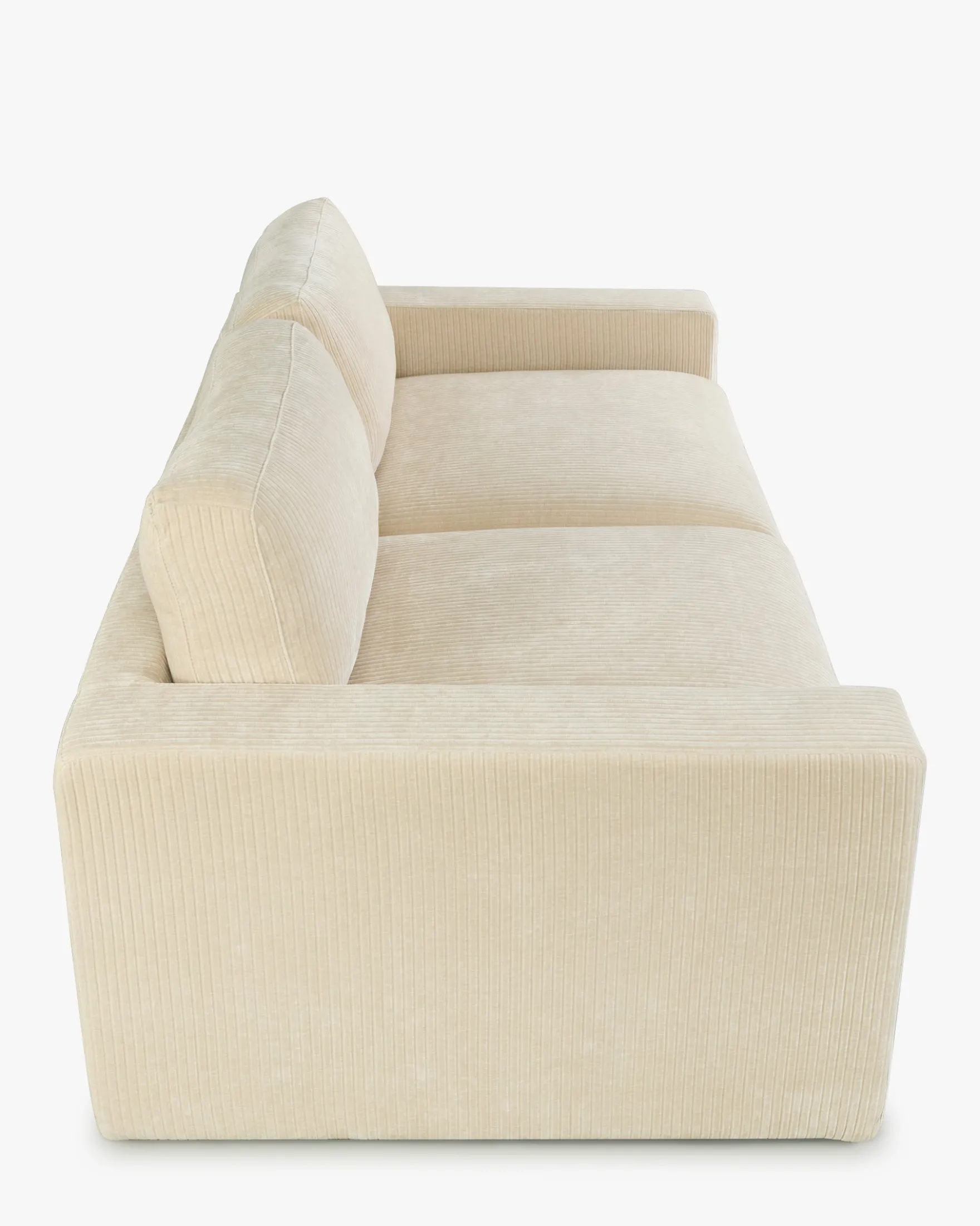 Ensemble fauteuil + canapé 3 places, Velours beige côtelé Serena