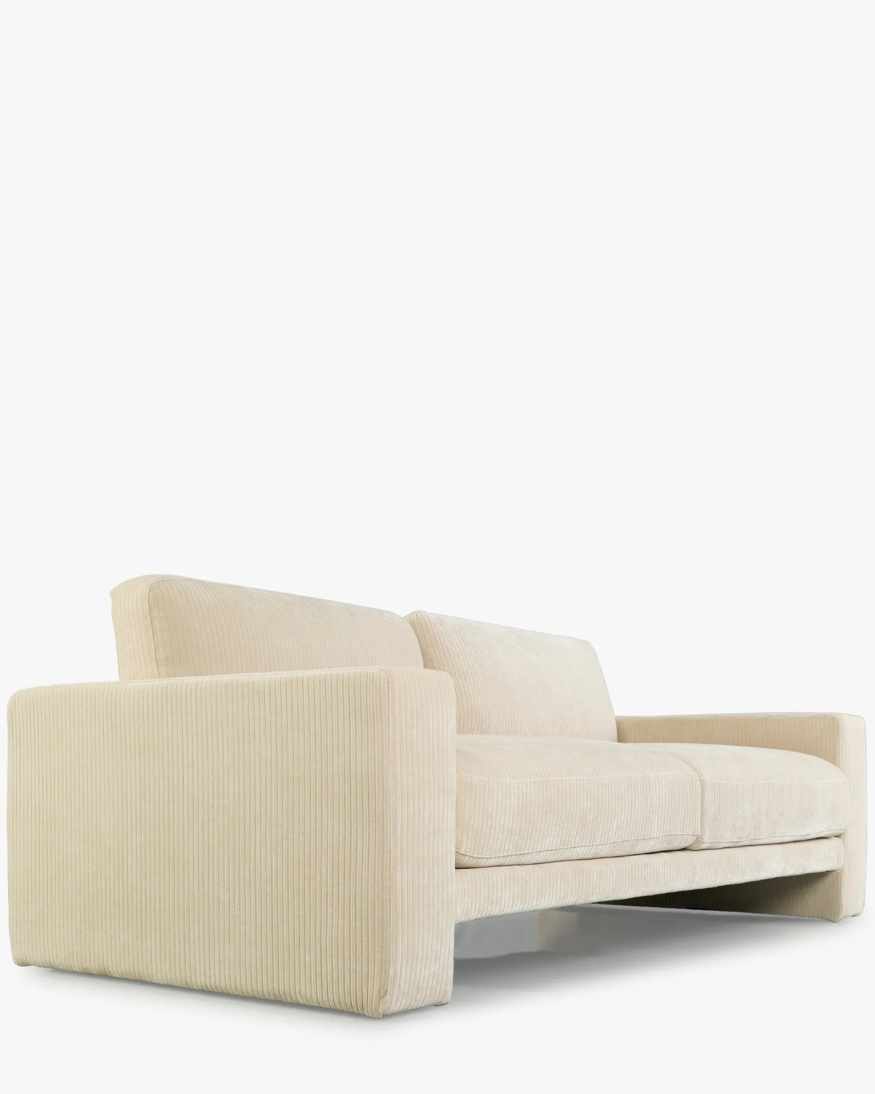 Ensemble fauteuil + canapé 3 places, Velours beige côtelé Serena