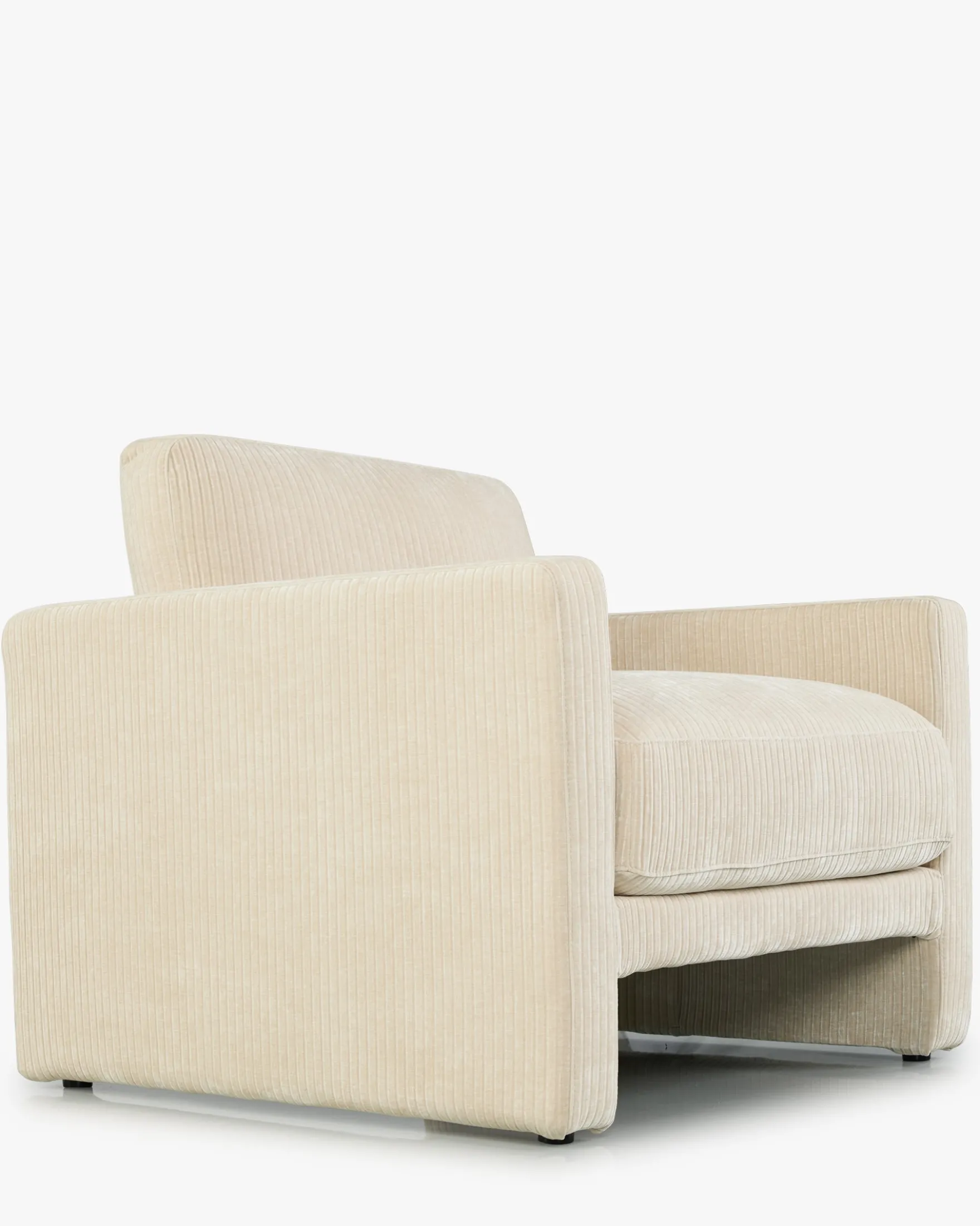 Ensemble fauteuil + canapé 3 places, Velours beige côtelé Serena