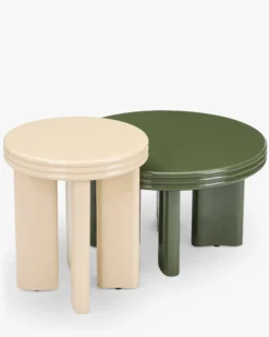 Ensemble table basse + table d'appoint, Kaki & Beige, Bois finition glossy Mira