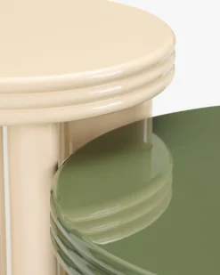 Ensemble table basse + table d'appoint, Kaki & Beige, Bois finition glossy Mira