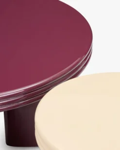 Ensemble table basse + table d'appoint, Bordeaux & Beige, Bois finition glossy Mira