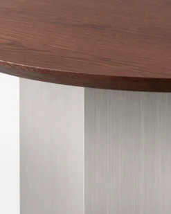 Ensemble Table basse + Table d'appoint, Bois de frêne teinte noyer & Acier inoxydable Hexa