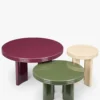 Ensemble tables basses + table d'appoint, Bordeaux, Kaki & Beige, Bois finition glossy Mira