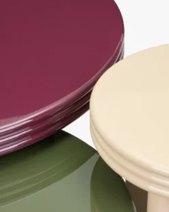 Ensemble tables basses + table d'appoint, Bordeaux, Kaki & Beige, Bois finition glossy Mira