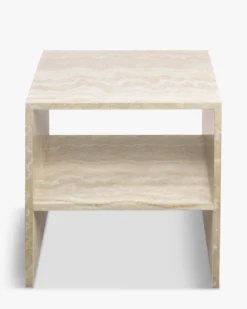 Ensemble 2 tables de chevet, Beige effet travertin, H50 Napoli