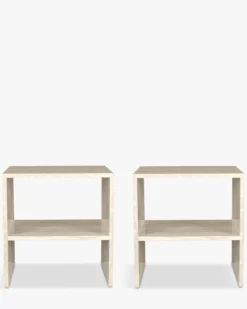 Ensemble 2 tables de chevet, Beige effet travertin, H50 Napoli