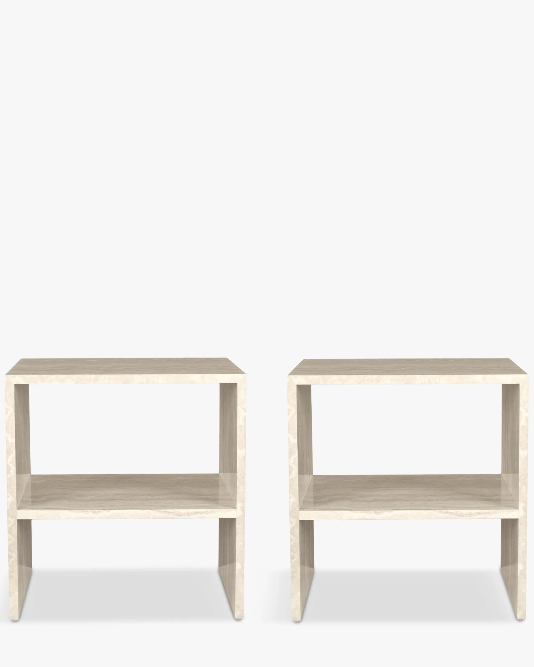 Ensemble 2 tables de chevet, Beige effet travertin, H50 Napoli