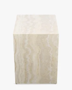 Ensemble 2 tables de chevet, Beige effet travertin, H50 Napoli