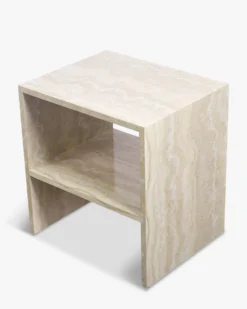 Ensemble 2 tables de chevet, Beige effet travertin, H50 Napoli