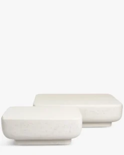 Ensemble 2 tables gigognes, Blanc effet ciment Lithos