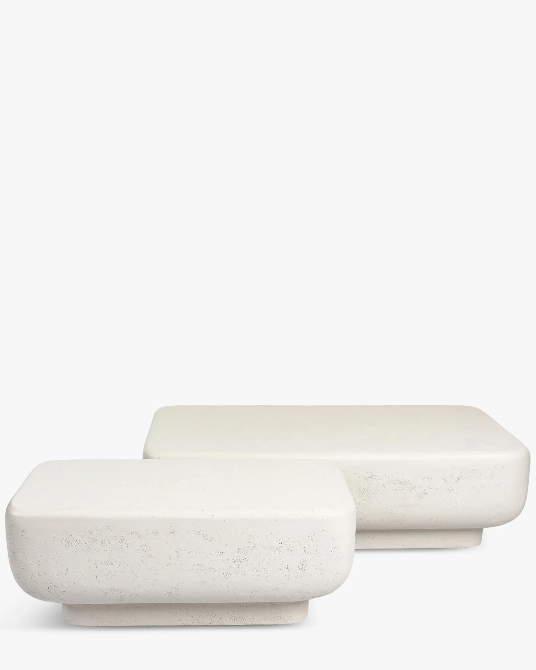 Ensemble 2 tables gigognes, Blanc effet ciment Lithos