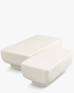 Ensemble 2 tables gigognes, Blanc effet ciment Lithos
