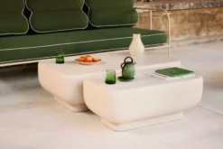 Ensemble 2 tables gigognes, Blanc effet ciment Lithos