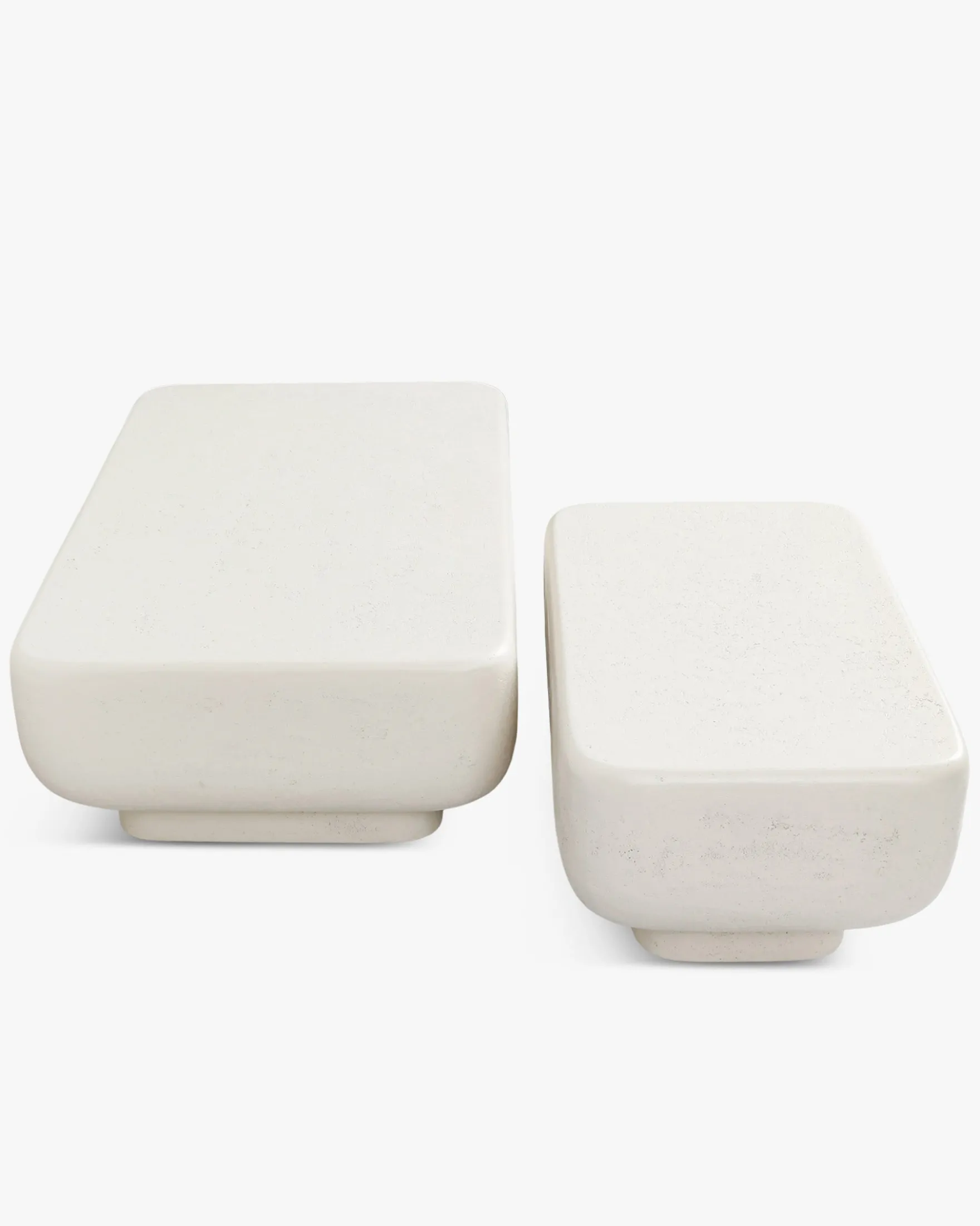 Ensemble 2 tables gigognes, Blanc effet ciment Lithos