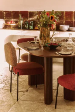 Ensemble 4x chaises, Tweed orange miami + rouge brique Maia, Mogan
