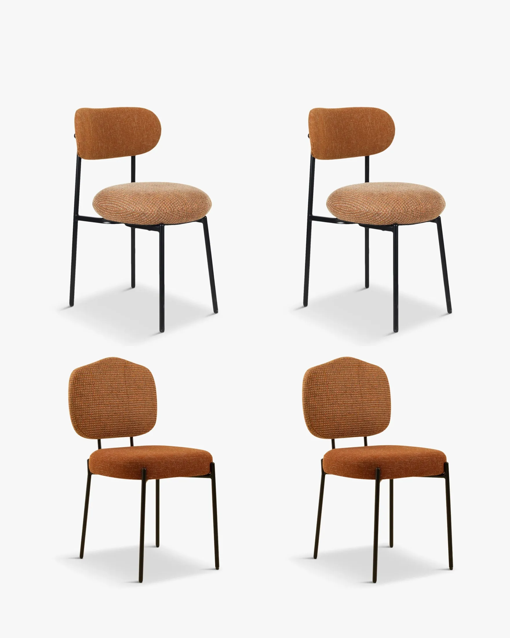 Ensemble 4x chaises, Tweed orange miami + rouge brique Maia, Mogan
